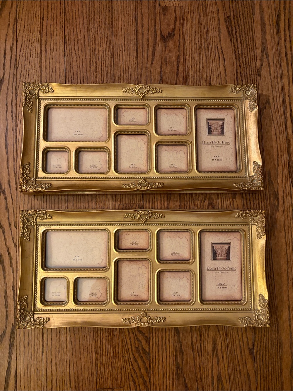 Set of 2 Roma Ornate Gold 8-Photo Collage Frames